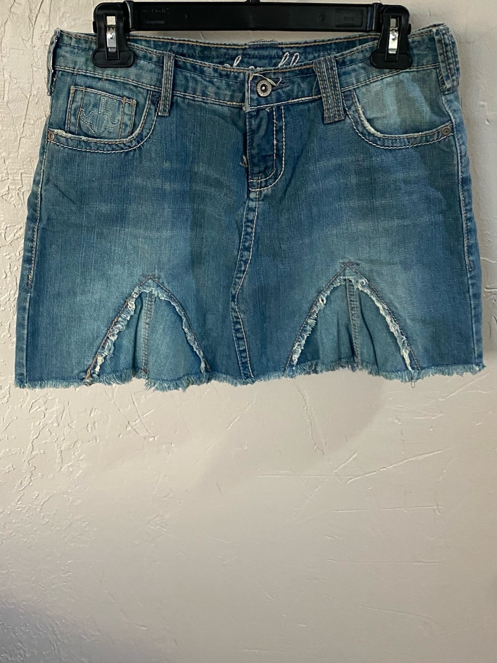 anchor blue Distressed Light Blue Denim Mini Skirt